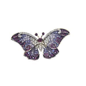 Alilang Empress Monarch Purple Ombre Butterfly Rhinestone Brooch 2.5" NEW